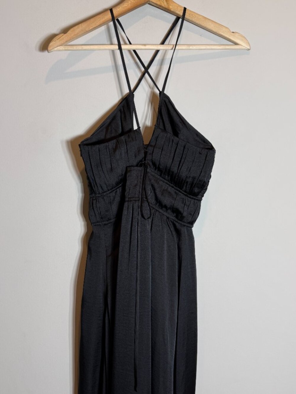 Boden Ruched Bust Satin Maxi Dress Women's 4P Petite Black Formal Cocktail Party - Picture 12 of 16